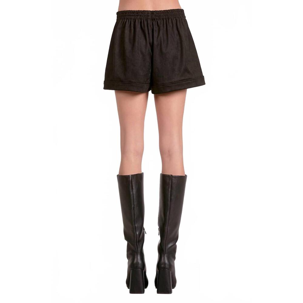 NEW ELAN faux suede shorts in black - Picture 3 of 4